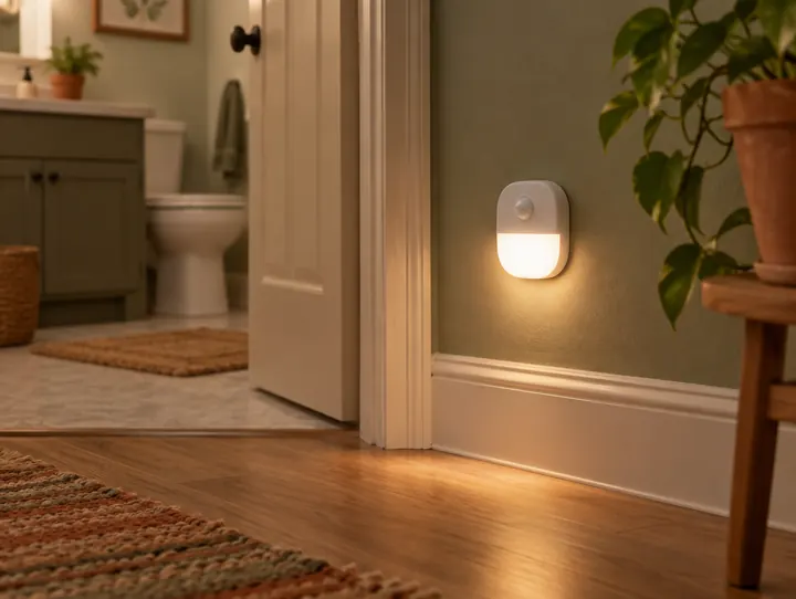 Lumière LED à détecteur pour salle de bain — photo d'illustration