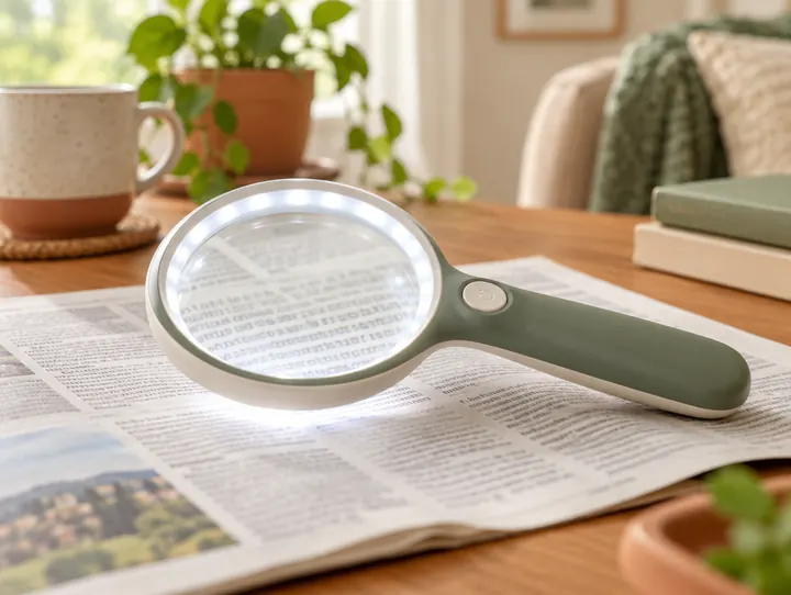 Loupe éclairée de lecture — photo d'illustration
