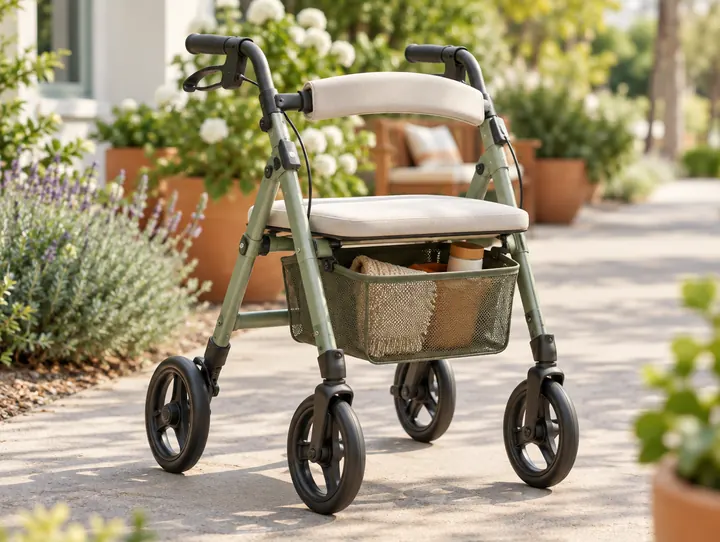 Rollator (déambulateur à roues) avec siège — photo d'illustration