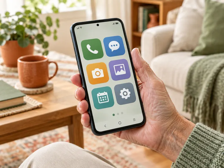 Smartphone simplifié pour senior — photo d'illustration