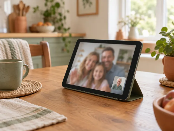 Tablette simplifiée pour les appels vidéo — photo d'illustration