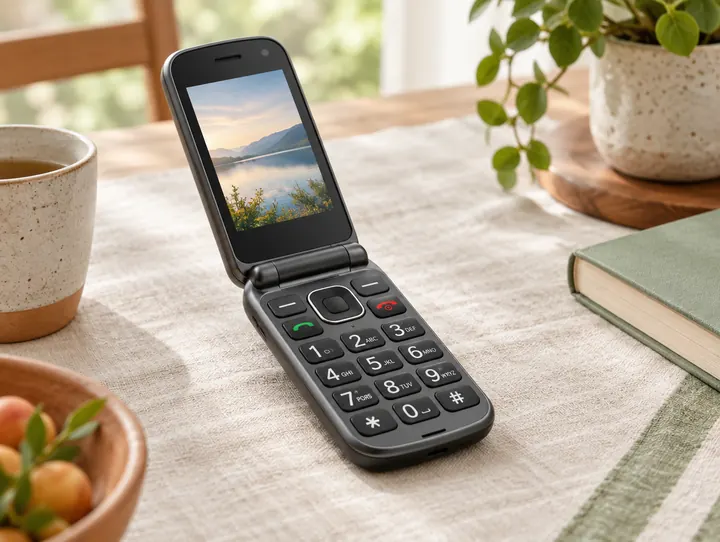 Téléphone à clapet grosses touches — photo d'illustration