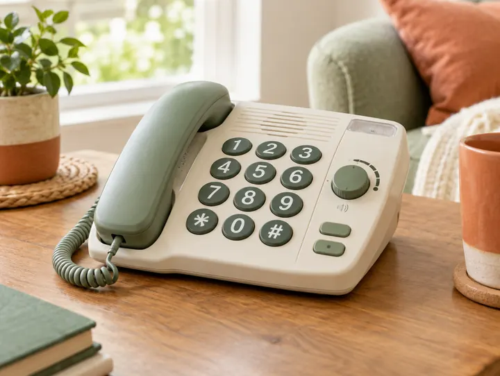 Téléphone fixe amplifié pour malentendants — photo d'illustration